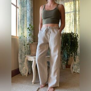 ORVIS linen drawstring relaxed pull on pants